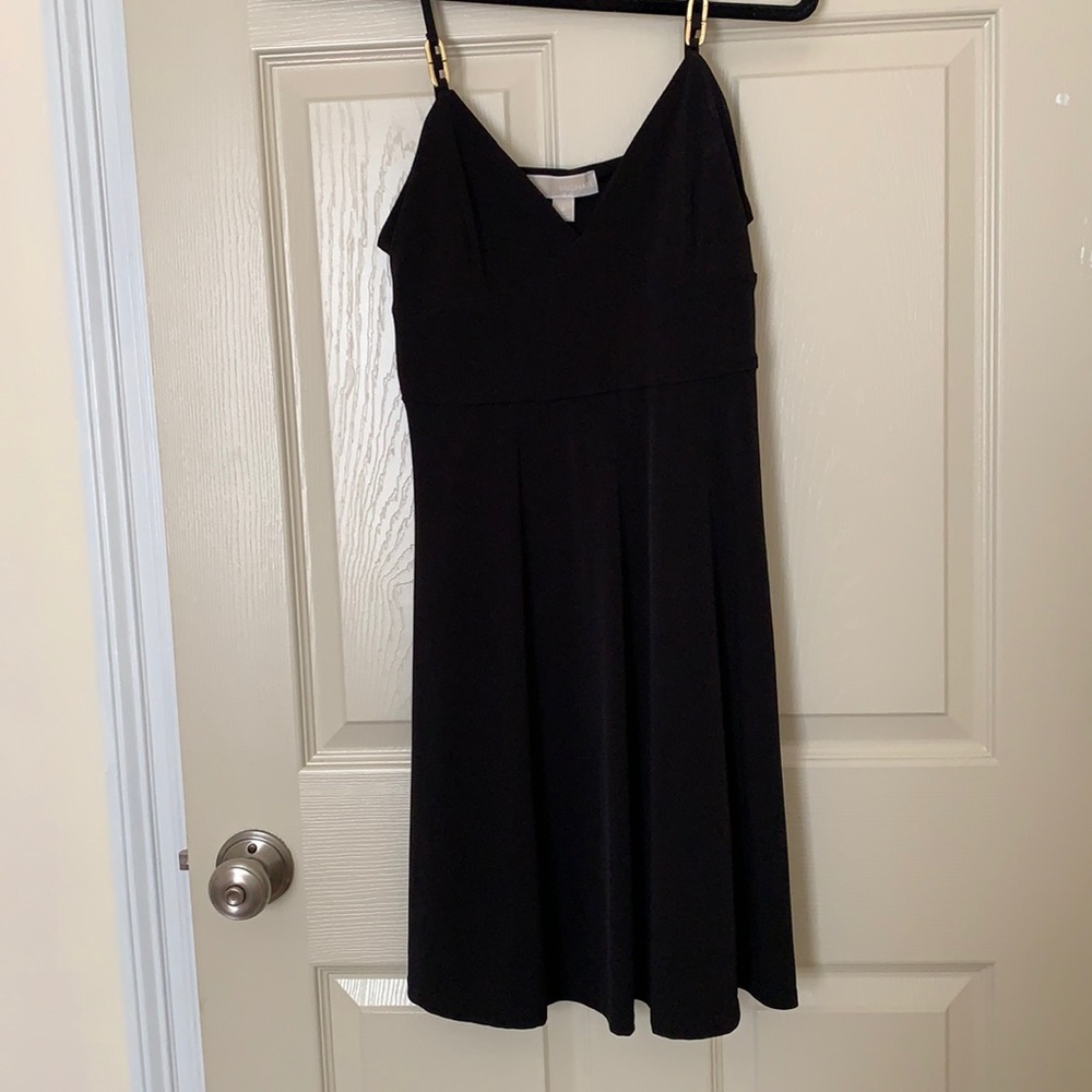 Michael Kors Black V-Neck Spaghetti Strap Mini Dress